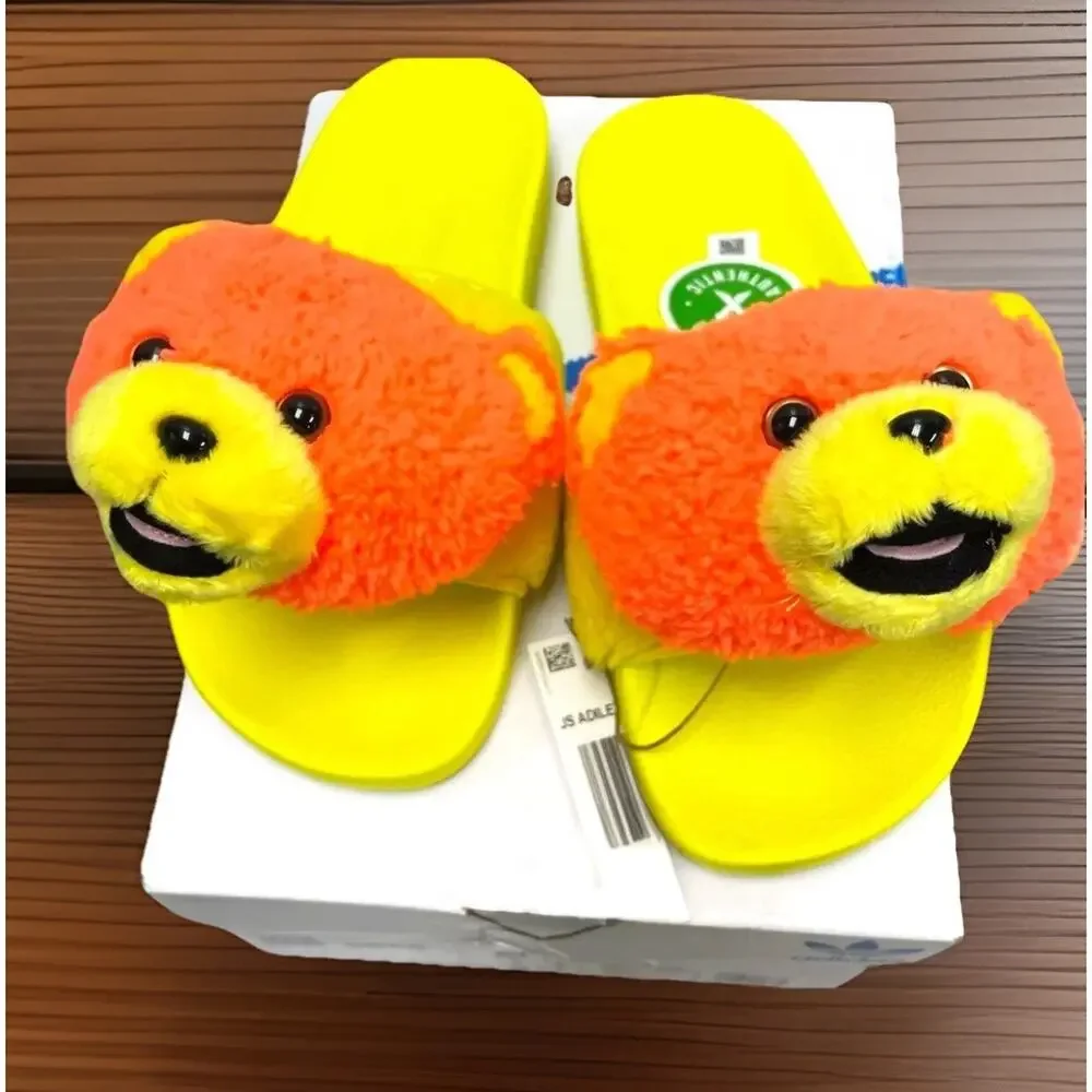 Adidas Jeremy Scott NBA Adilette Bear Yellow Lifestyle Slides Mens 8 or Womens 9